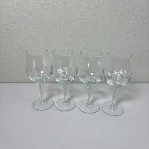 Aperol Spritz Wine Cocktail Glass Stemmed Pedestal Set of 4 Glasses - Picture 3 of 7